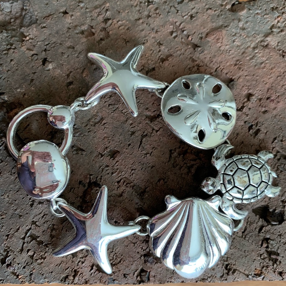Silver beach theme bracelet